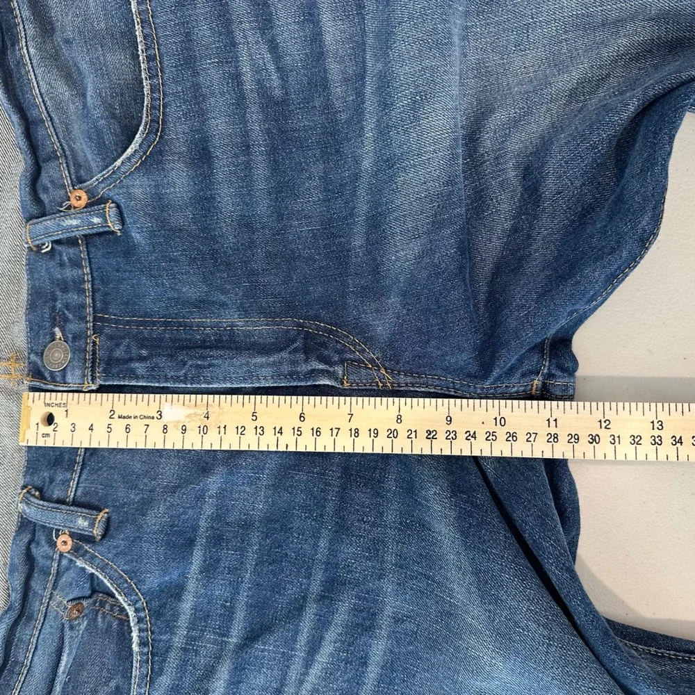 Polo Ralph Lauren Jeans Men 34x32 Blue Cotton Slim Straight Distressed Denim